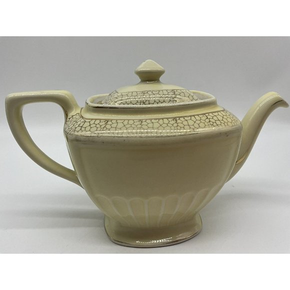 Hall Ceramic Vintage Hollywood Teapot Warm Yellow and Gold Hall 0118S 6 Cup MCM - Picture 10 of 16